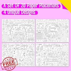 SpriteGru Easter Coloring Placemats 20 Pack Stickers