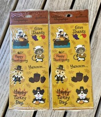 Vintage Hallmark Thanksgiving Sticker Lot Sealed 12 Packs Peanuts , Foil Fall