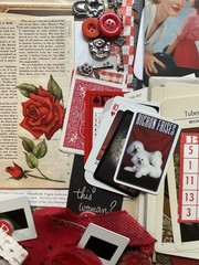 Junk journal 100+ Pieces Red Black Beige Ephemera bundle kit collage craft