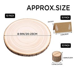 10 PCS 8-9 Inch Large Wood Slices for Centerpieces, with Table Number Holders…