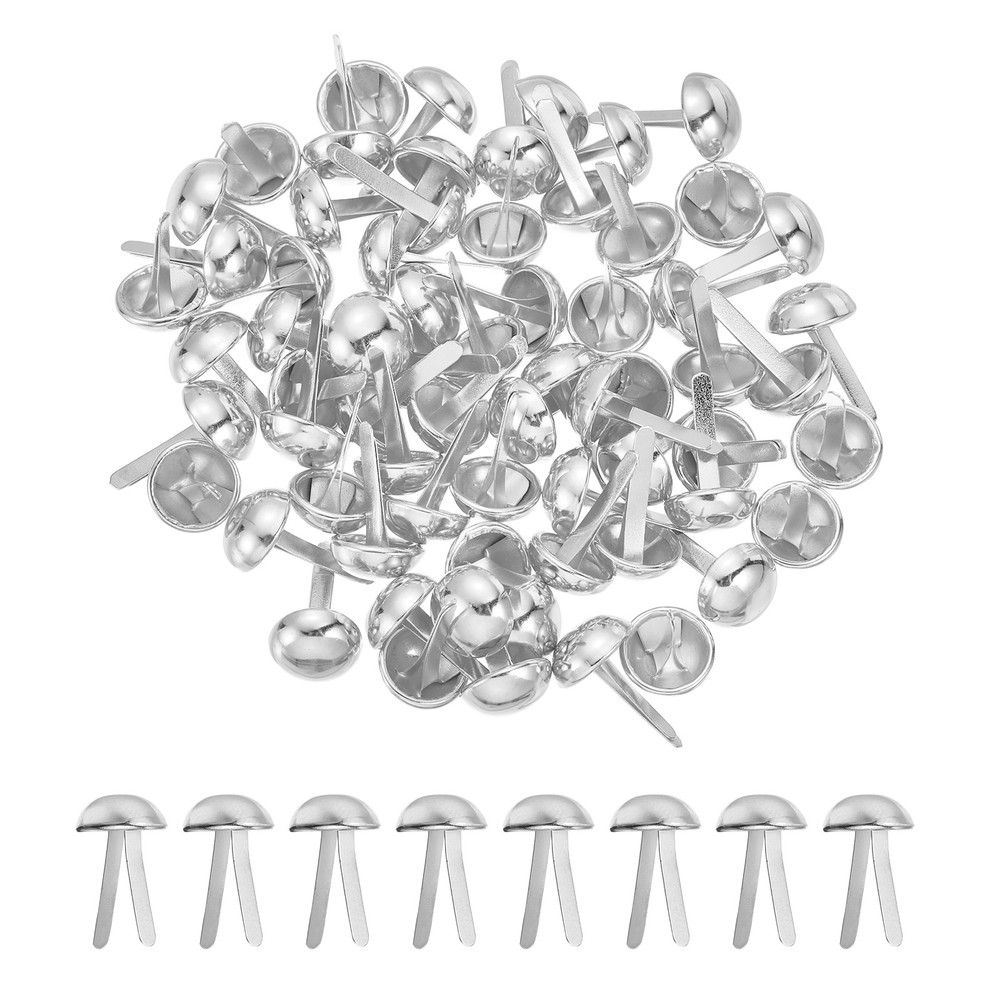 120Pcs Brads Paper Fasteners, 10×16 mm Metal Round Head Split Pins, Silver Tone