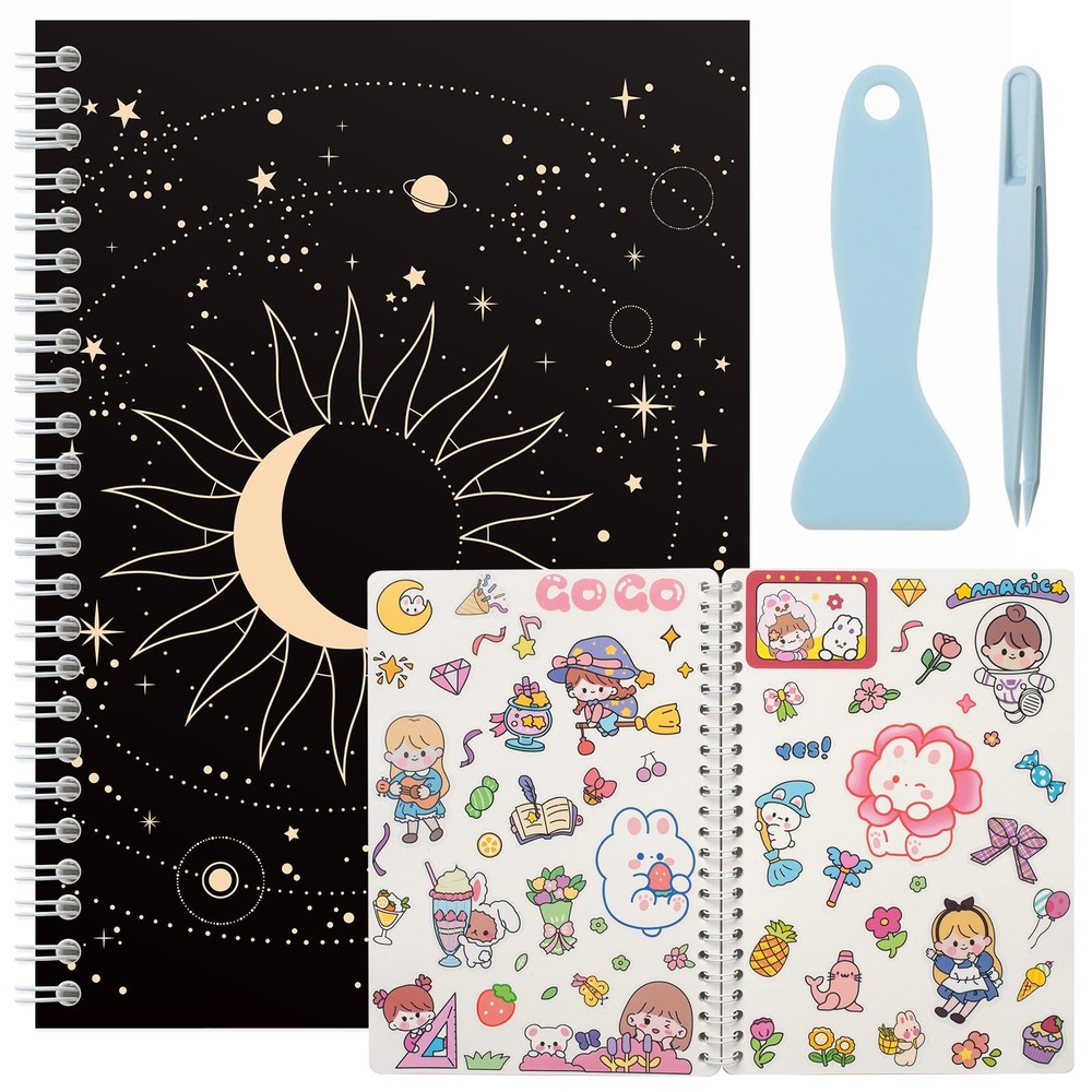 SUNEZLGO A5 Reusable Sticker Book 60 Sheets, Sticker Collecting Album Organiz…