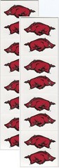 University of Arkansas RAZORBACKS 16/pk NCAA Logo Scrapbook Stickers