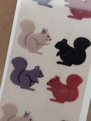 Vintage 1980s Sandylion Fuzzy Squirrel Stickers Brown Backing 1 Sheet