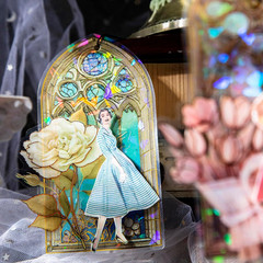 60Pcs Vintage Glazed Window Themed Stickers, 6 Packs Holographic Gothic Cathedra