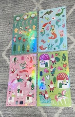 Unknown Brand Holographic Stickers 4 sheets Gnomes Mermaids Christmas Trees Dolp