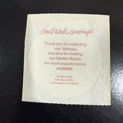Vintage 80’s SMALL WORLD GREETINGS Teddy Bear Foil Mylar Sticker – Rare 1984