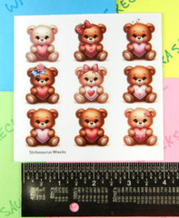 Teddy Bears & Hearts Sticker Sheet Style 3