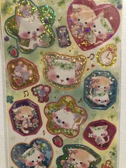 Kamio Japan Kawaii Cat Twins Glitter Hologram Sticker Collect Rare Vintage Htf