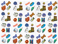 DOGS & CATS Paw Prints Food Treats Toys Scrapbook Stickers WOOF MEOW 5 sheets