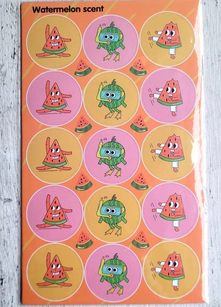 Vintage Scratch And Sniff Stickers Retro 80s 90s Food Watermelon Fruit Sticker 1