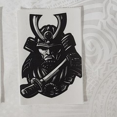 11 pcs Samurai Warriors on 4×6 Thermal Stickers- Classic White and Black