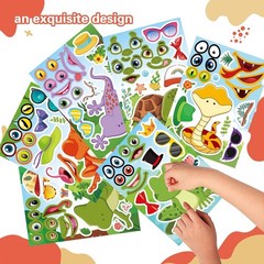 36 PCS Make a face Sticker for Kids Toddlers, Make Your Own Reptile Animal Mi