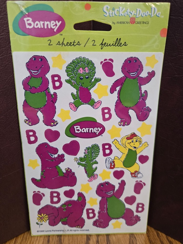 Vintage 1999 Barney the Dinosaur – BJ – Baby Bop 2 sheets new sealed green