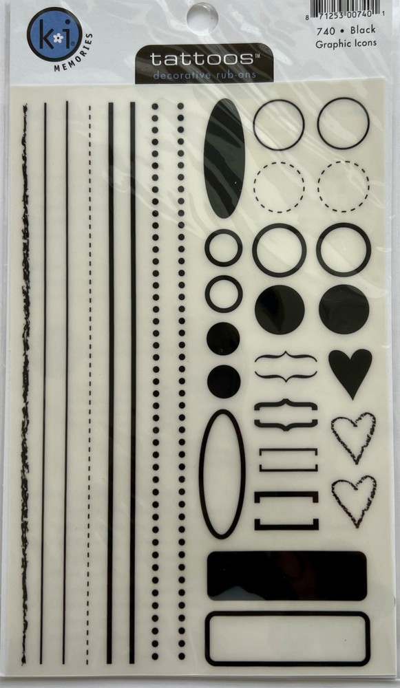 🌸GRAPHIC Design ICONS Transfer STICKERS Black Rub On KI MEMORIES TATTOOS sheet
