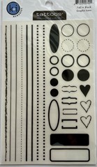 🌸GRAPHIC Design ICONS Transfer STICKERS Black Rub On KI MEMORIES TATTOOS sheet