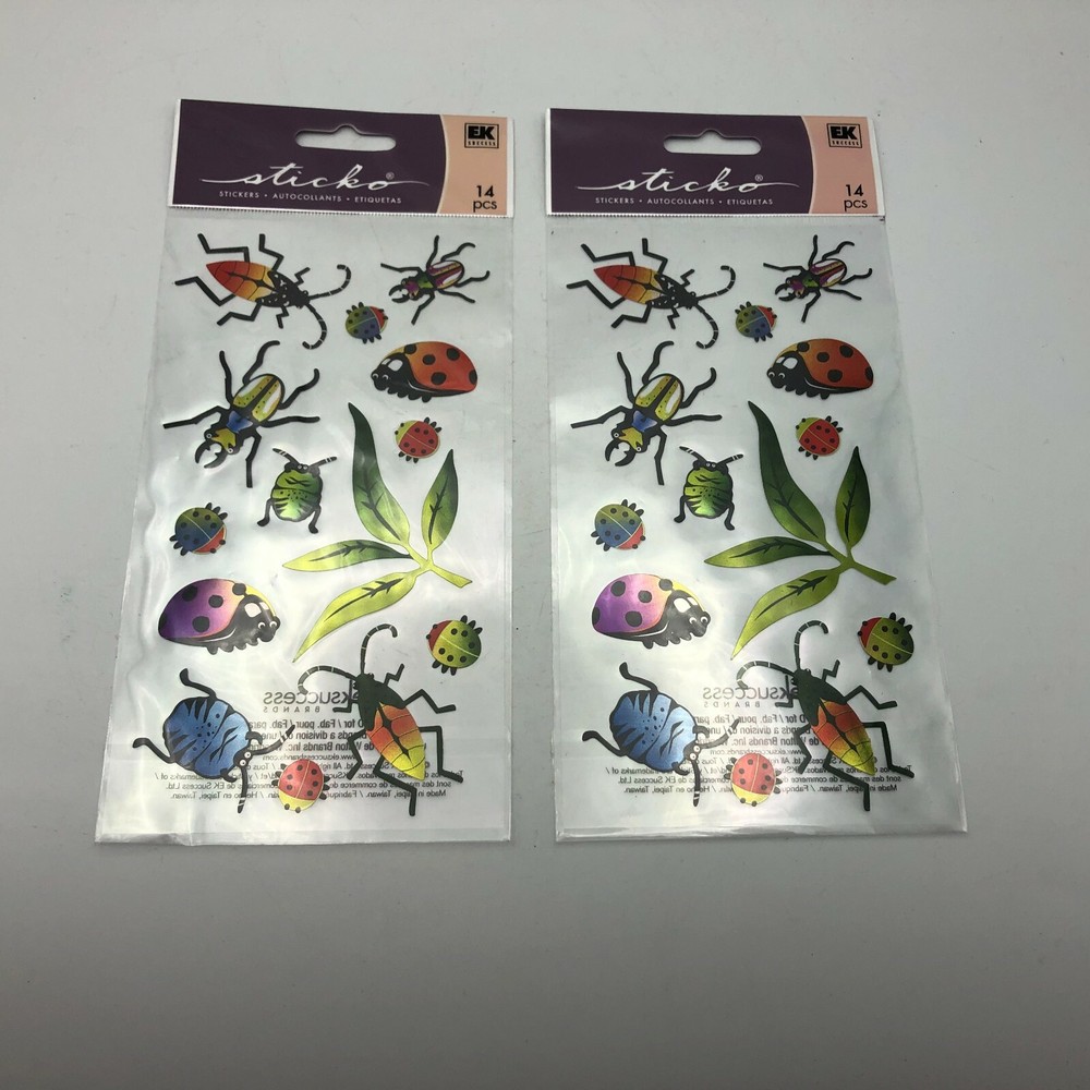 Bugging Out Stickers Ladybugs Beatles Bugs Sticko EK Success Lot of 2 Sealed Pks
