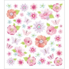 Multicolored Stickers Pink Peonies