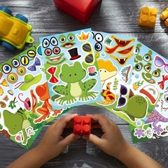 36 PCS Make a face Sticker for Kids Toddlers, Make Your Own Reptile Animal Mi