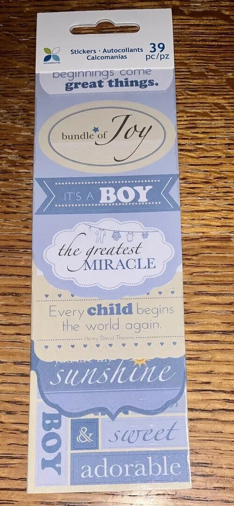 Momenta It’s A Boy Greatest Miracle Sweet Dreams Bundle 39 Pc Scrapbook Stickers