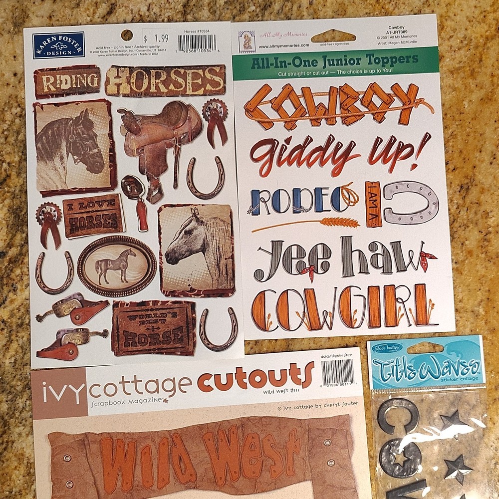 Jolee’s Boutique Western Cowboy Cowgirl Horses Scrapbooking Stickers Die Cuts