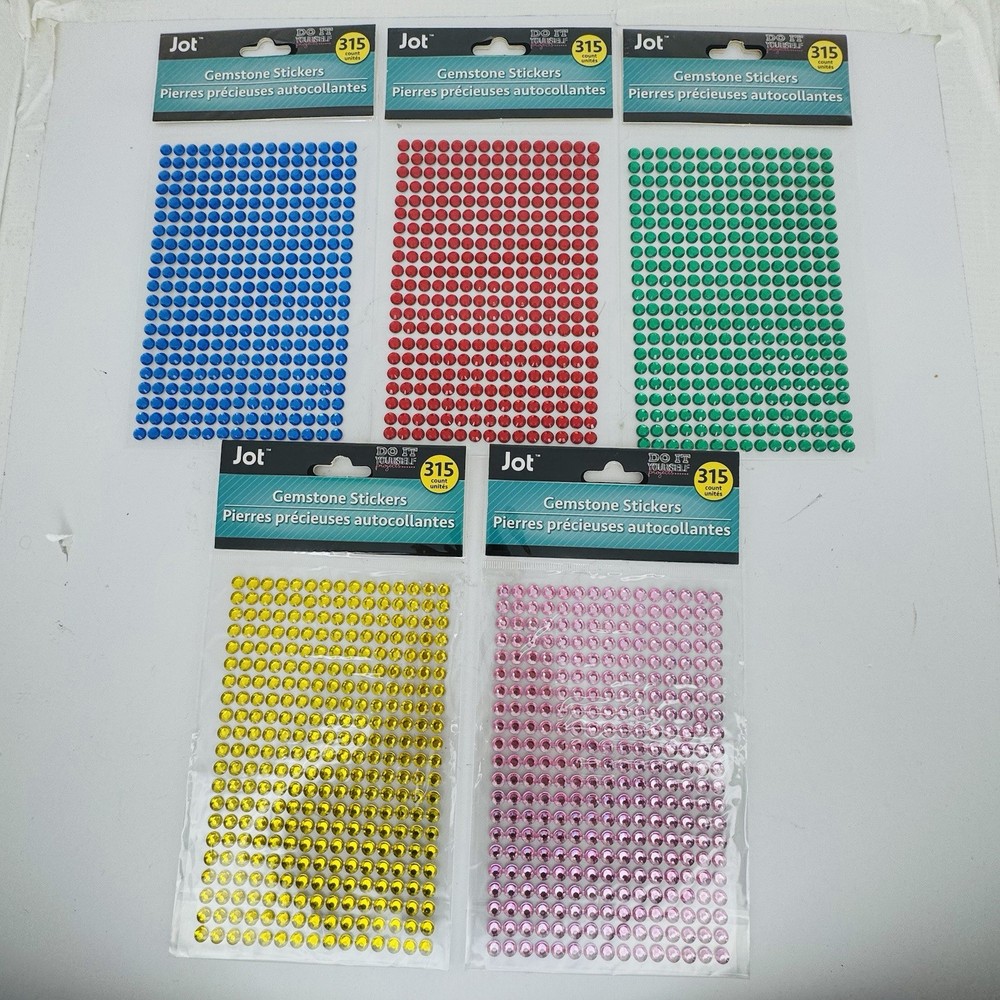 JOT Do It Yourself Projects Gemstone Stickers Multicolor Bling 315 ct/pkg x5