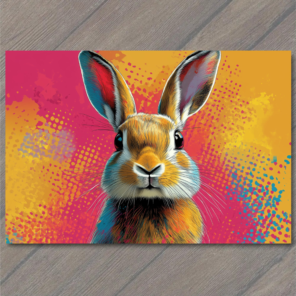 STICKER Bunny Rabbit Easter Color Explosion Whimsical Bright Pop Art Neon Fun