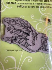 New Stampendous Rubber Stamp cling ribbon BIRD BELIEVE CHRISTMAS free USA ship