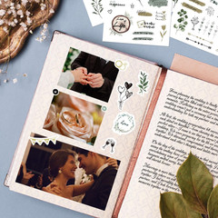 Wedding Stickers for Scrapbook | 9 Sheets Wedding Scrapbook Stickers | 241 Water