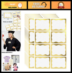 200 Pcs Gold Foil Name Tag Stickers – 2″x3″ Adhesive Labels for Events, Office,