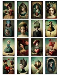16 Pcs Peculiar Portraits Tags Junk Journal Scrapbook Usa