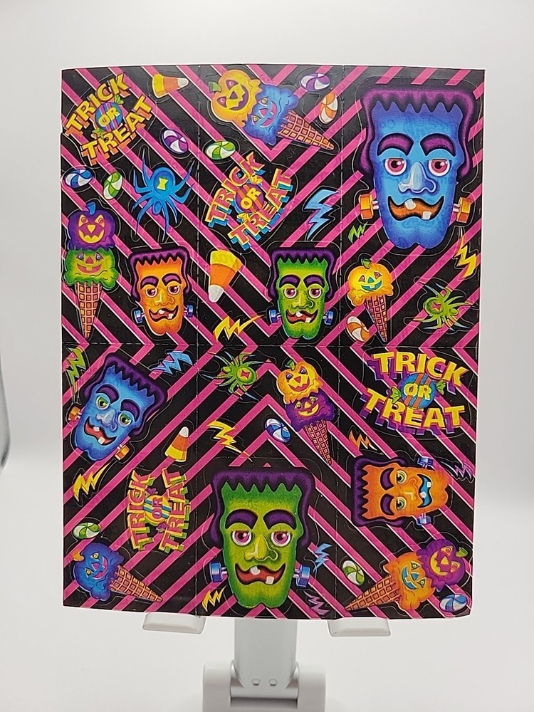 Vintage Lisa Frank Stickers Halloween Frankenstein Trick Or Treat 1 Sheet S194
