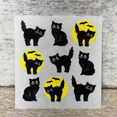 Lot of 3 VTG Sandylion Stickers Pods Assorted Halloween BLACK CATS 27 Counts