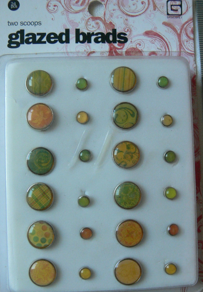 TWO SCOOPS Basic Grey EPOXY BRADS x 24 Items 12 x 12mm & 12 x 5mm Round Pri17br