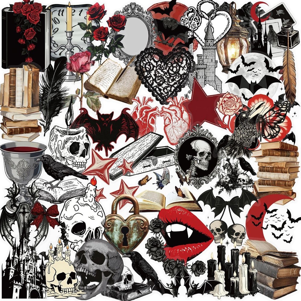 50PCS Gothic Vintage Stickers Dark Medieval Aesthetic 2.1 inches,