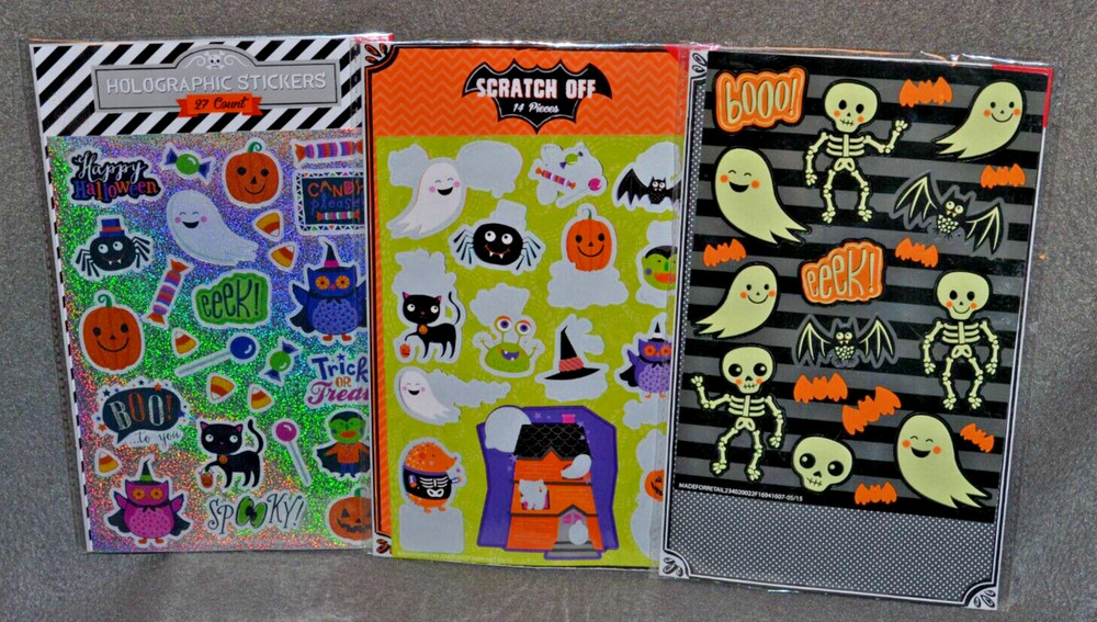Halloween Stickers NEW Spooky Holographic, Glow in Dark, Scratch Off, Glitter