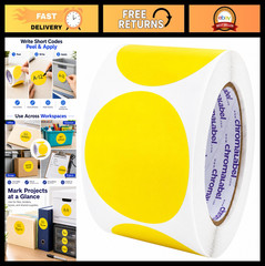 3″ Yellow Round Dot Stickers – Write-On Semi-Gloss Labels for Inventory, Color C