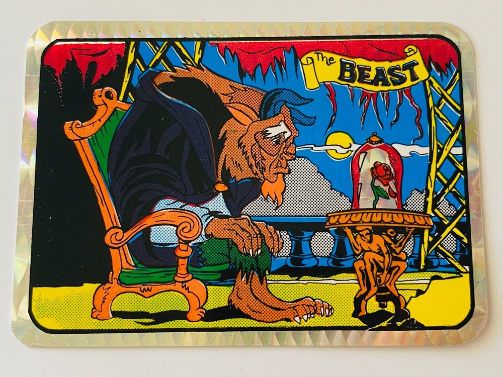 Vintage 1990s Disney Beauty & the Beast Prism Foil Vending Machine Sticker