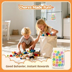 Magnetic Reward Jar for Kids, 25 Star Tokens, Classroom Behavior Chart