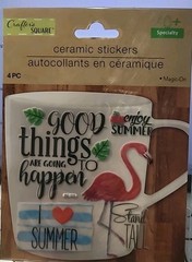 Crafter Square CeramicTropic Stickers Pink Flamingo I Love Summer Stand Tall