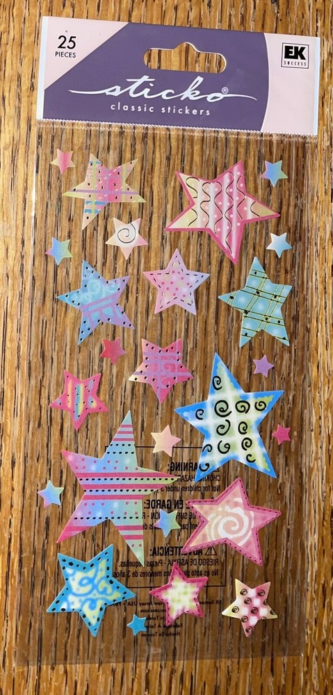 Sticko Colorful STARS With Patterns Repeat Design Shapes Card Scrapbook Stickers