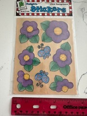 Provo Craft Clear Background Designer Stickers Purple Flowers Scrapbooking Craft