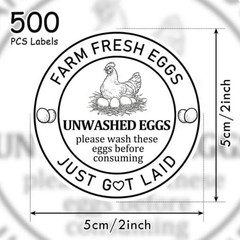 2Inch Eggs Stickers 500Pcs Farm Fresh Egg Stickers,Unwashed Eggs Labels Perfe…