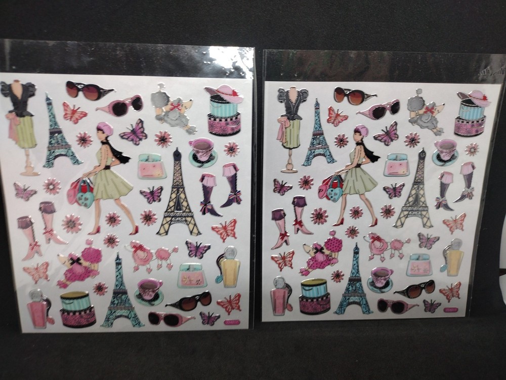 Paris France Europe Eiffel Tower Fashion Foil Stickers stick Abilities 2 Sheets