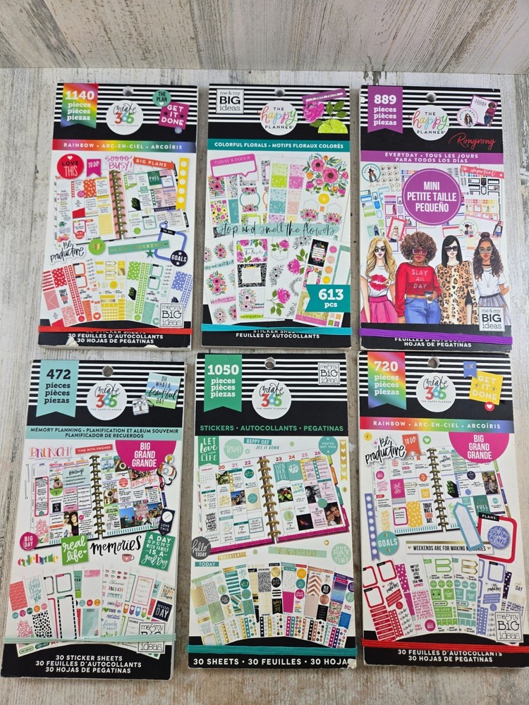 Me & My Big Ideas The Happy Planner Create 365 Sticker Books Lot of 6 (B)