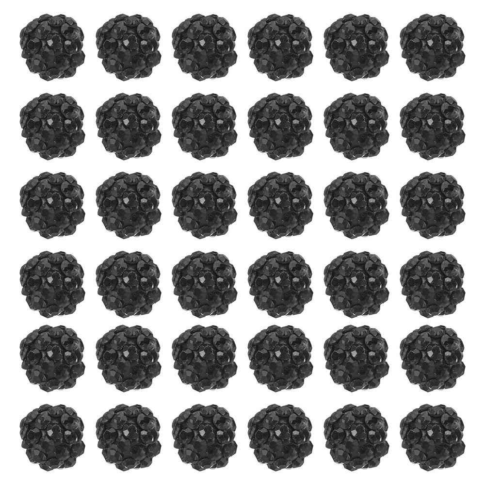 8mm Rhinestone Clay Beads, 100 Pcs Polymer Clay Crystal Charm Beads Black