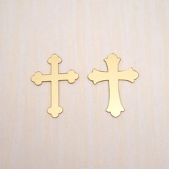 50Pcs/Lot Acrylic Cross Stickers Black Gold Silver Mirror Wedding Birthday Bapti