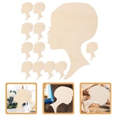 12PCS Head Silhouette Wooden Cutout African Woman Face Cutout Door Wall Hanging