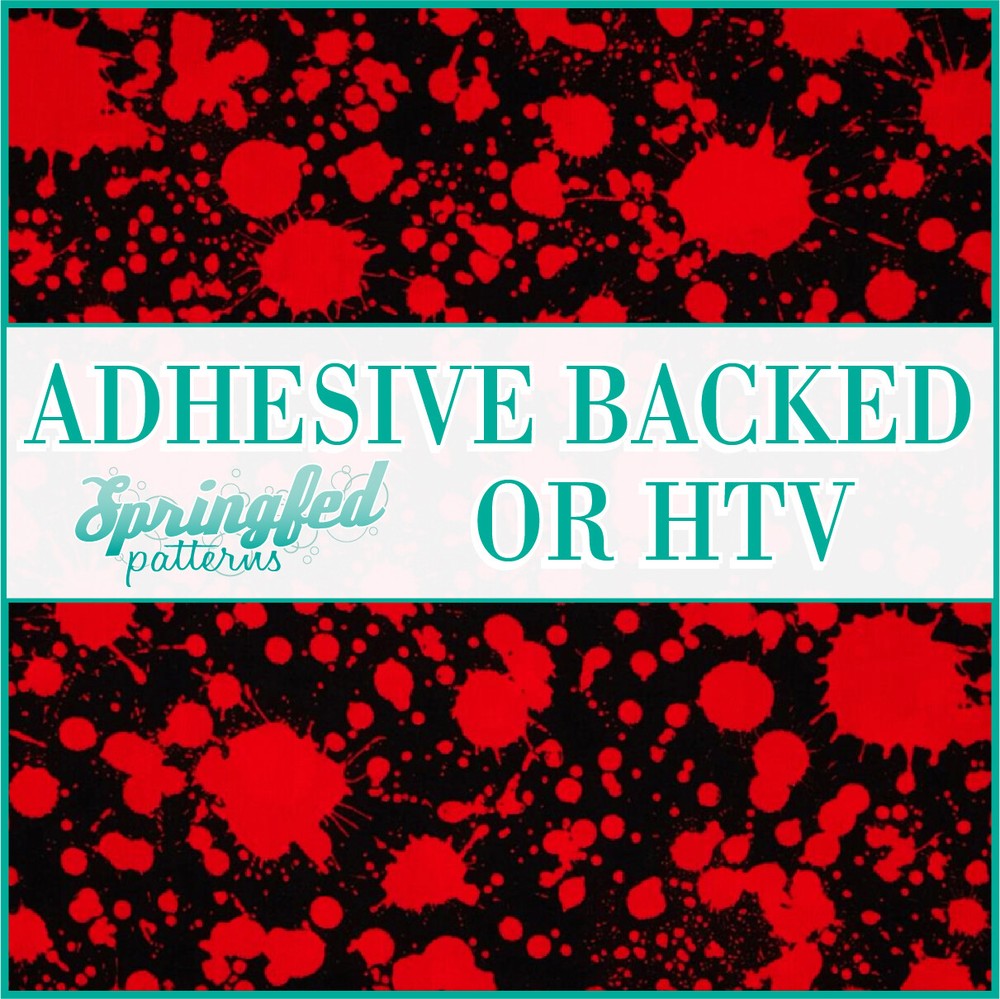 BLOOD SPLATTER on Black Pattern #2 Adhesive Vinyl or HTV Heat Transfer Vinyl