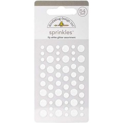 Doodlebug Sprinkles Adhesive Glitter Enamel Embellishments Lily White